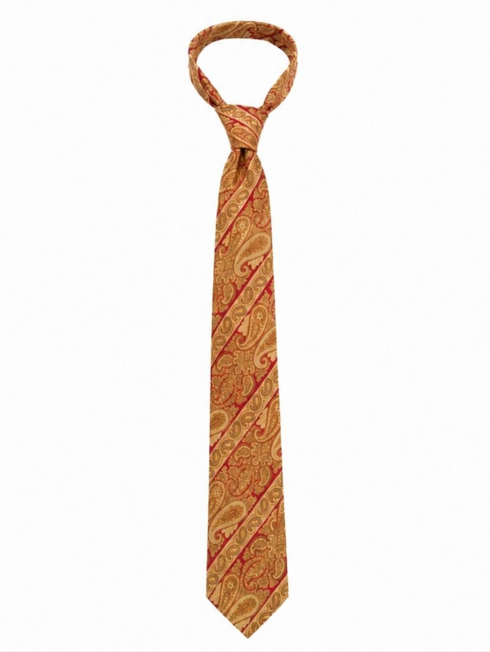 Vintage Gold And Red Paisley Silk Men's Tie
